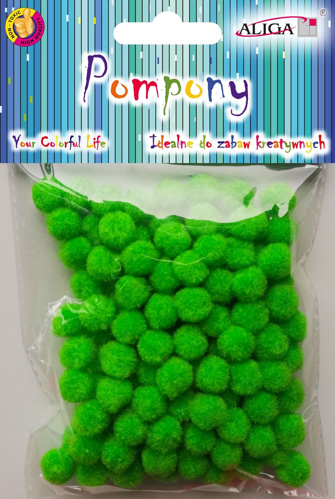 pompony 120szt. J. ZIELONE  1cm | POM-312