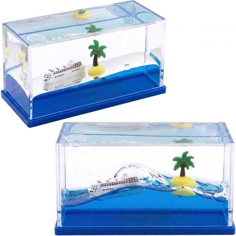 dekoracja płynna FALA STATEK Z WYSPĄ 11 x 6 x 5cm