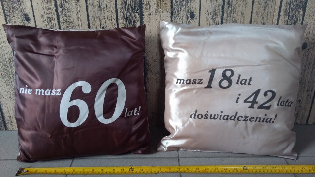 poduszka obustronna 40x40 URODZINY 60-tka