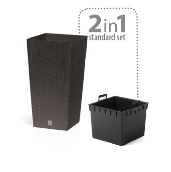 doniczka RATO SQUARE 32,5x32.5 cm wys. 61cm ANTRACYT rattan + wkład