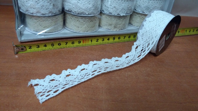 wstążka koronka biała/ecru 3cmx3m | H021