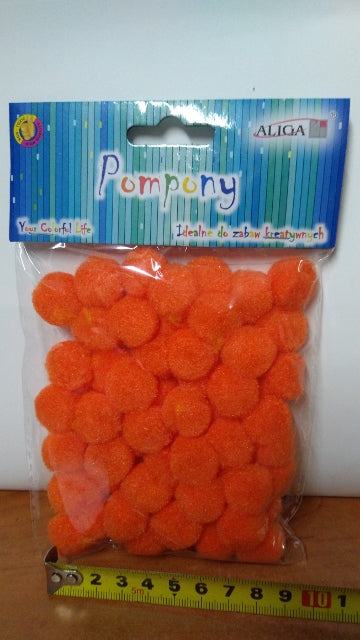 pompony 60szt. POMARAŃCZOWE 2cm | POM-407