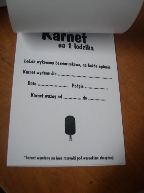 karnet NA LODA-KSIĄŻECZKA CZEKOLADOWA 6206