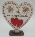 serce drewno stojące DZIADEK,  11 x 10.5 cm