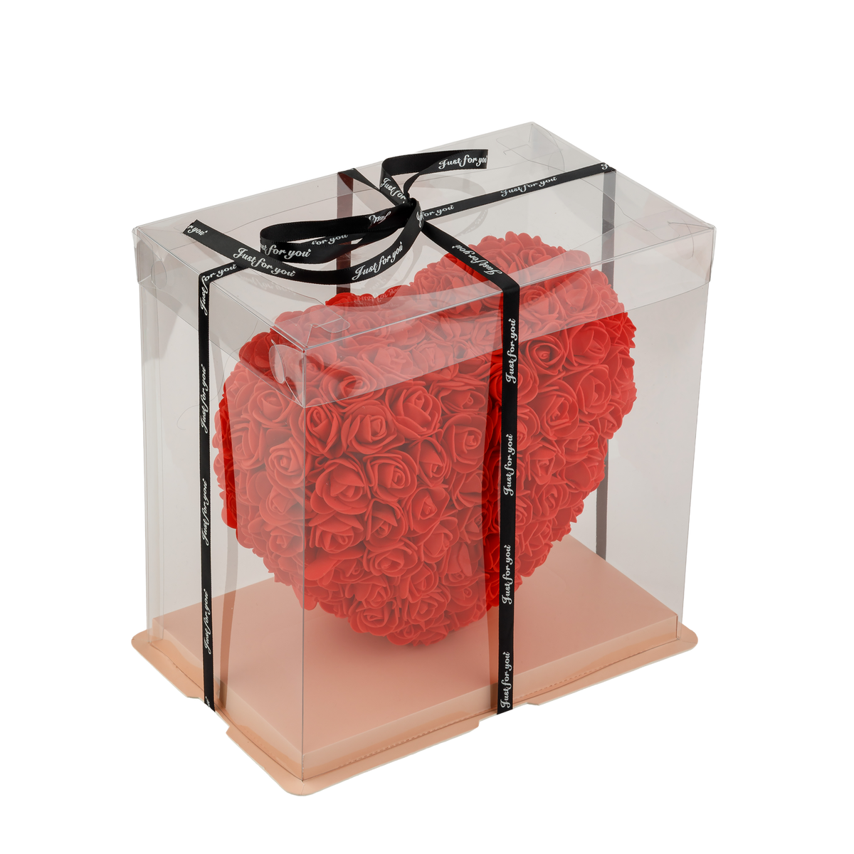 Serce z piankowych róż w pudełku ,czerwone - 25cm
