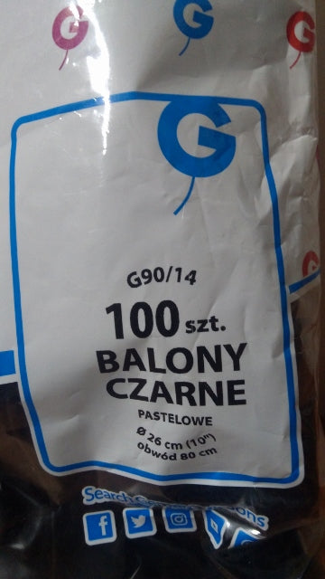 balony 100szt czarne pastelowe 10"   G90/14
