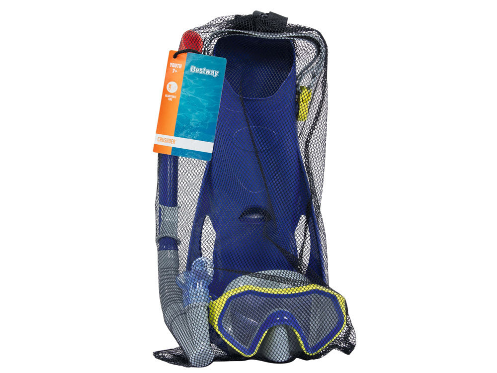 zestaw do snorkelingu maska z rurką i płetwami niebieski 7+ Bestway 25046