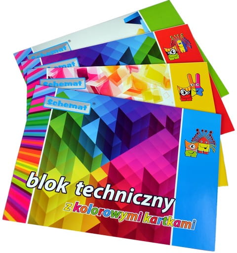 blok techniczny A4 z kolorowymi kartkami 20szt. | 121165