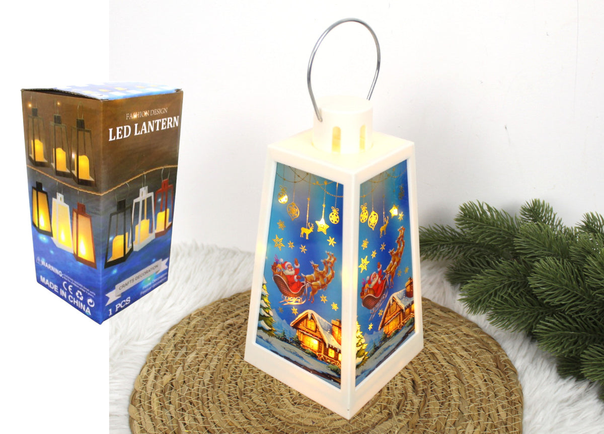 lampion latarenka świąteczna z witrażem całkowitym led 22 x 14 x 11cm  SN55946