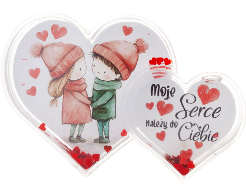 ramka z brokatem podwójne serce "Moje serce należy do Ciebie"