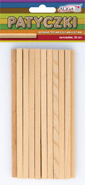 patyczki płaskie drewniane 30szt. NATURALNE  150x6,5x6,5mm