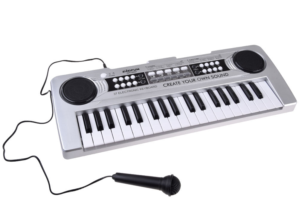 organy mini KEYBOARD 37-klawiszy + mikrofon SREBRNY IN0183