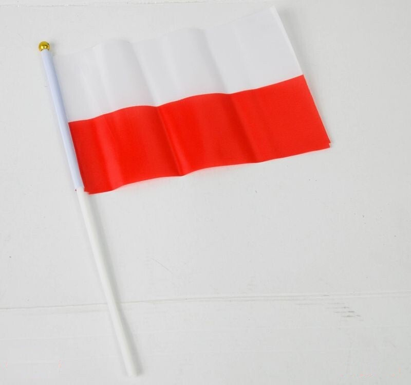 flaga 12szt. biało-czerwona materiałowa chorągiewka 30cm