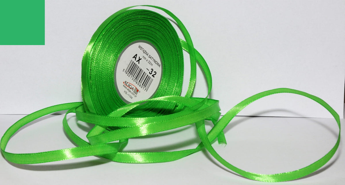 wstążka satynowa 12mmx32m zielona 4szt. | AX12-32