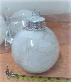 bombka 5szt.  szklana   z piórkami 6cm | GZ171-65