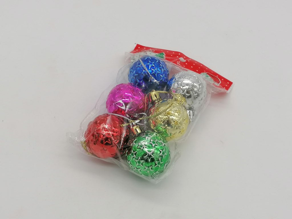bombki kolorowe 6szt. mix wzorów 4cm