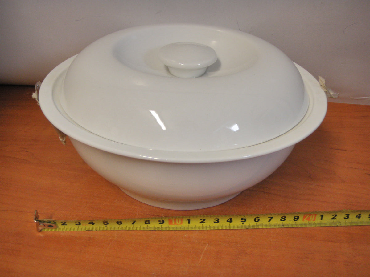 miska z pokrywą biała porcelana | SN01304