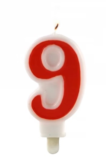 świeczka 24szt. cyfra CZERWONA   ,,9''