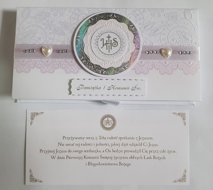 pudełko mini poziom różowe KOMUNIA ŚWIĘTA