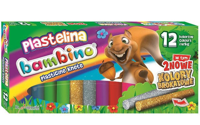plastelina brokatowa 12kolorów BAMBINO