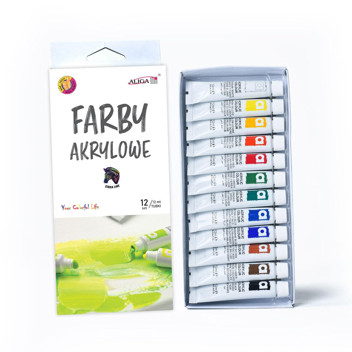 farby akrylowe 12 x 12 ml - mix kolorów | FTM-4513