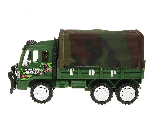 auto ciężarowe wojskowe z plandeką z przyczepą i działkiem 52 x 18 x 11cm