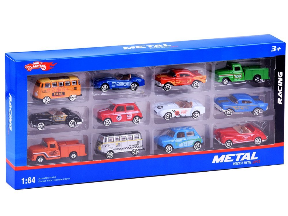 zestaw metalowe resoraki retro 12szt. | ZA2439