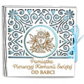 pudełko na pieniądze kwadrat KOMUNIA – od BABCI – Ażur 3308A-KOM1N-B