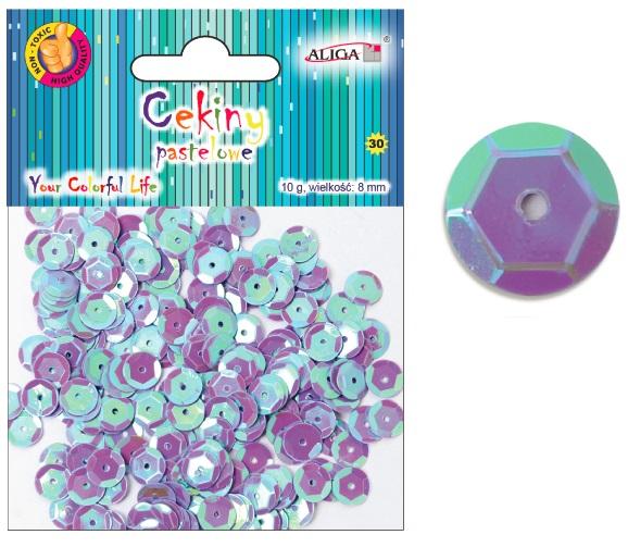 cekiny 12szt  pastelowe FIOLETOWE 8mm 10g | WMT-111