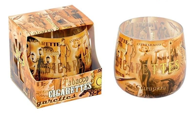 świeca w szklance z kalkomanią CIGARETTES A-190