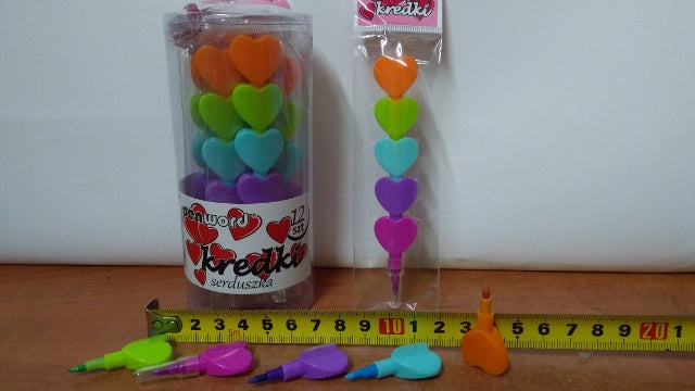 kredki przekładane 12szt. SERDUSZKA | 988375-S