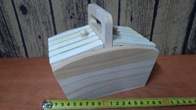szkatułka drewniana z rączką niciarka do decoupage 17,5x12,5x14
