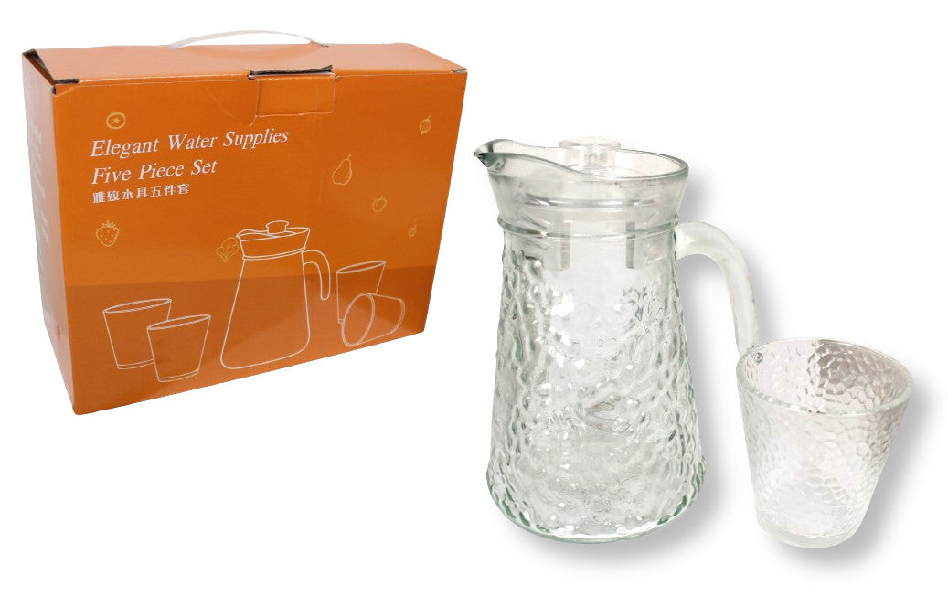 komplet dzbanek 1300 ml + 4 szklanki 265 ml tłoczony wzór kropki  SOW-103