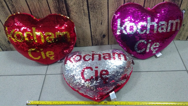 serce cekiny 30cm KOCHAM CIĘ S1531