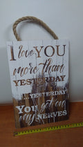 tabliczka/obraz do zawieszenia 20x30 I LOVE YOU...