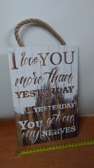 tabliczka/obraz do zawieszenia 20x30 I LOVE YOU...