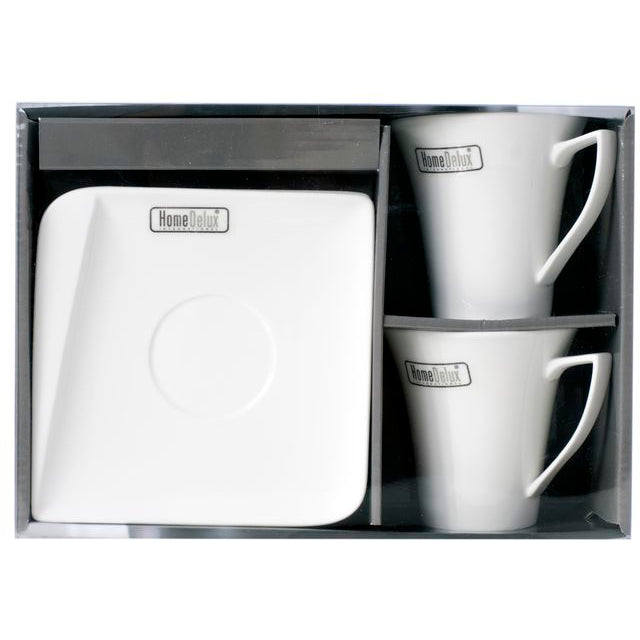 Filiżanki do kawy i herbaty porcelanowe ze spodkami HOME DELUX QUATRE BIAŁE 4 el.  hd12064