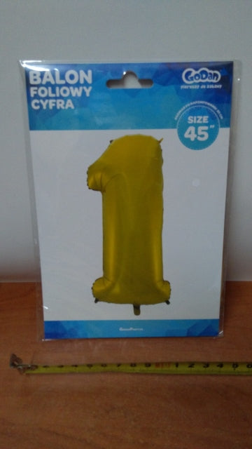 balon cyfra 1 złota  45'' 92cm |  HS-C45ZM1
