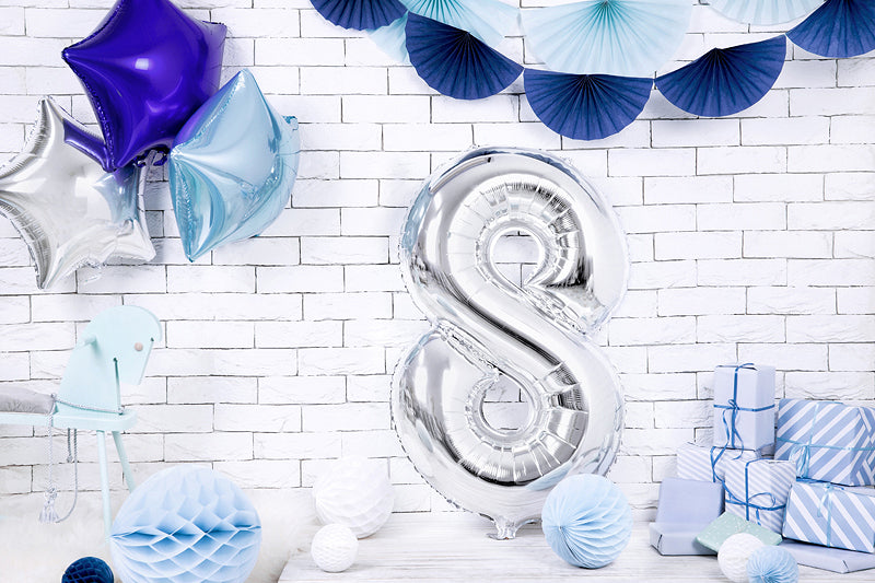balon cyfra 86cm ''8'' SREBRNY | FB1M-8-018