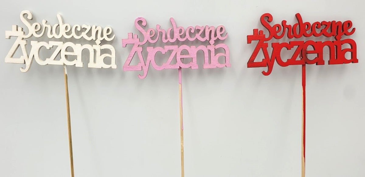pik drewniany Serdeczne życzenia  3szt.