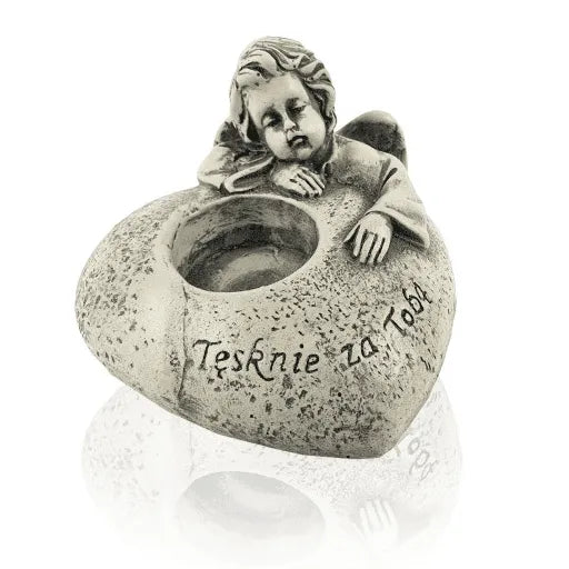 Świecznik z napisem 8 x 12cm TĘSKNIĘ ZA TOBĄ  GI8135