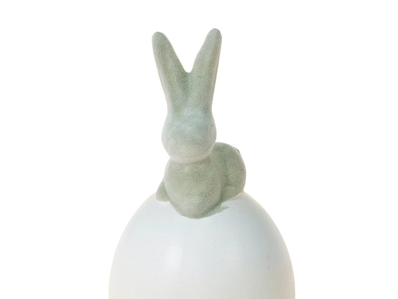 dekoracja ceramiczna jajko z zającem 15 x 7,5 x 7,5cm