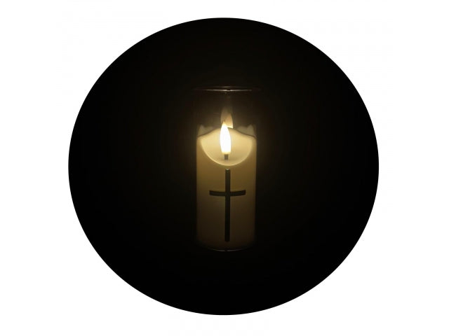 świeczka led wkład do zniczy 12,5cm z krzyżem 7093