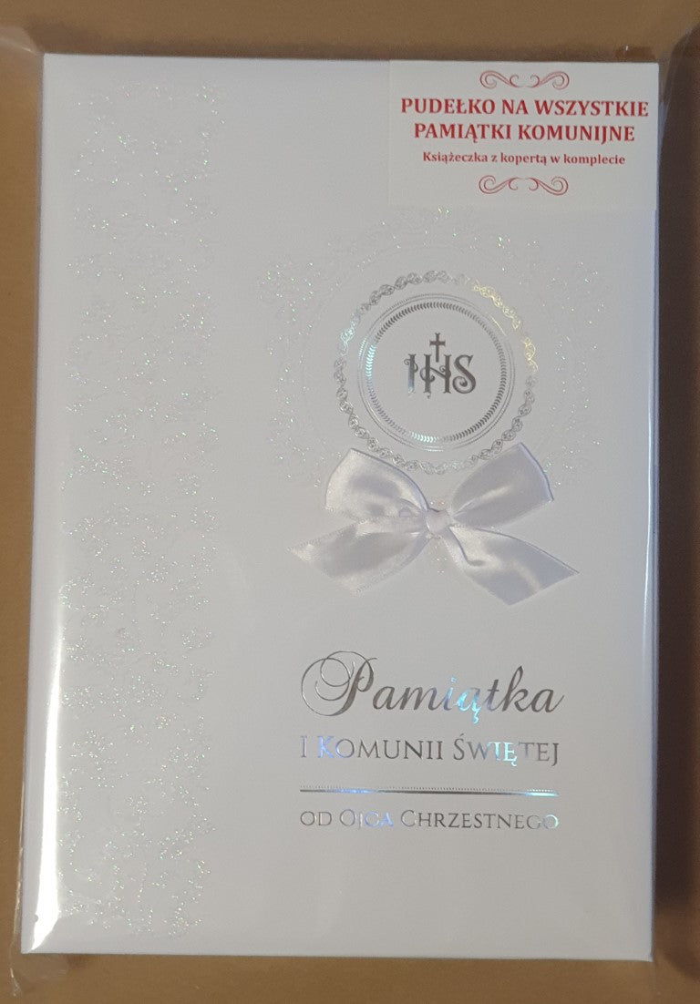 pudełko na wszystkie pamiątki komunijne od Ojca Chrzestnego