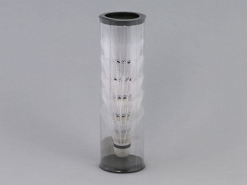 zestaw 6 lotek do badmintona białe w tubie PVC 22 x 6,5cm
